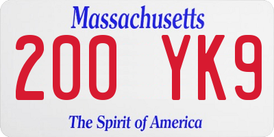 MA license plate 200YK9