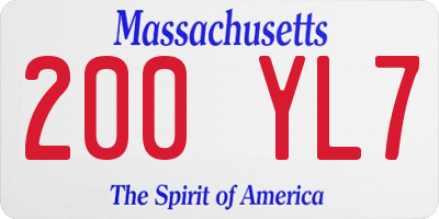 MA license plate 200YL7