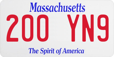 MA license plate 200YN9