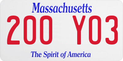 MA license plate 200YO3