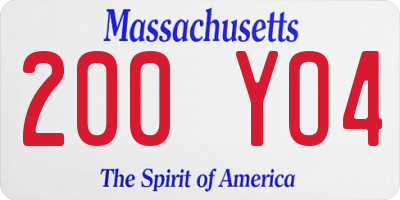 MA license plate 200YO4