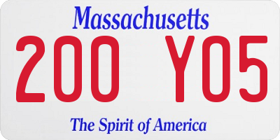 MA license plate 200YO5