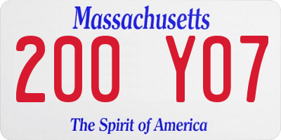 MA license plate 200YO7
