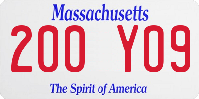 MA license plate 200YO9