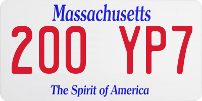 MA license plate 200YP7