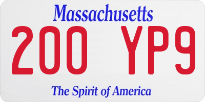 MA license plate 200YP9