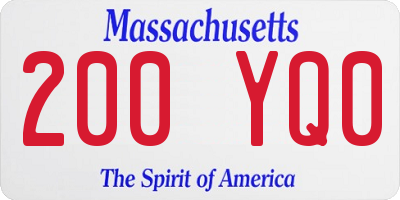 MA license plate 200YQ0