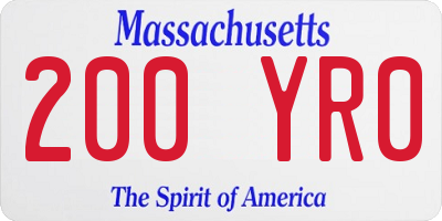 MA license plate 200YR0