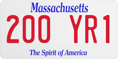 MA license plate 200YR1