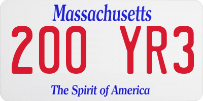 MA license plate 200YR3