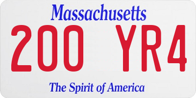 MA license plate 200YR4