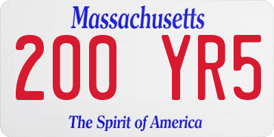 MA license plate 200YR5