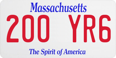 MA license plate 200YR6