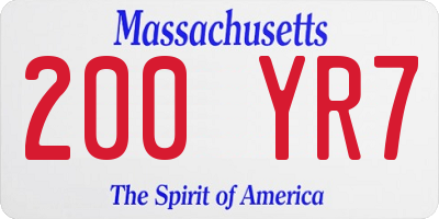 MA license plate 200YR7