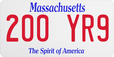 MA license plate 200YR9