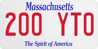 MA license plate 200YT0