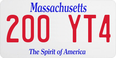 MA license plate 200YT4