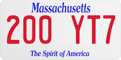 MA license plate 200YT7