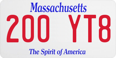 MA license plate 200YT8