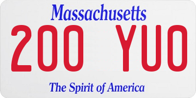 MA license plate 200YU0