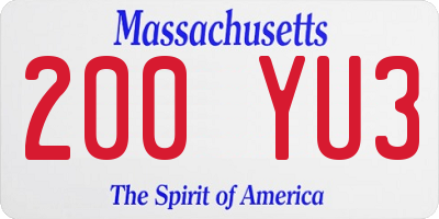 MA license plate 200YU3