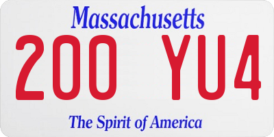 MA license plate 200YU4