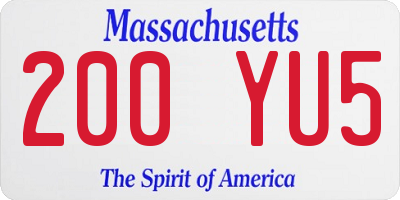 MA license plate 200YU5