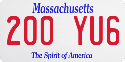 MA license plate 200YU6