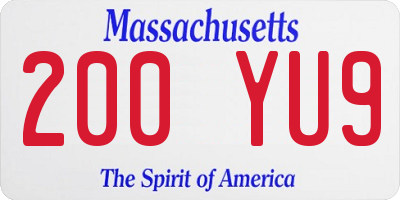 MA license plate 200YU9