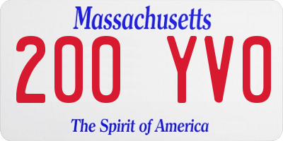 MA license plate 200YV0