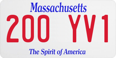 MA license plate 200YV1