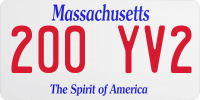 MA license plate 200YV2