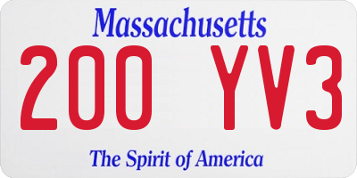 MA license plate 200YV3
