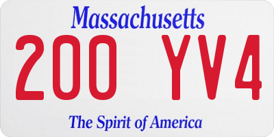 MA license plate 200YV4