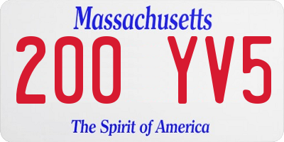 MA license plate 200YV5