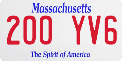 MA license plate 200YV6