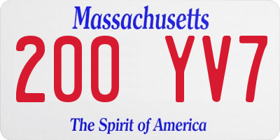 MA license plate 200YV7