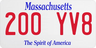 MA license plate 200YV8
