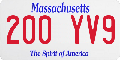 MA license plate 200YV9