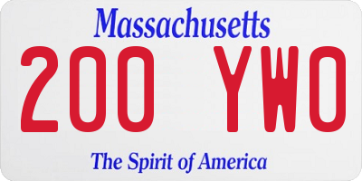 MA license plate 200YW0
