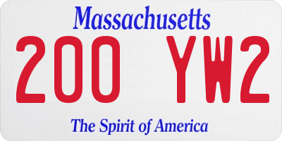 MA license plate 200YW2