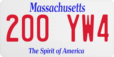 MA license plate 200YW4