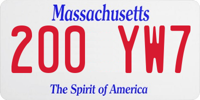 MA license plate 200YW7