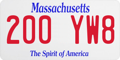 MA license plate 200YW8