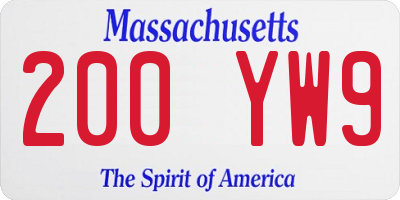 MA license plate 200YW9