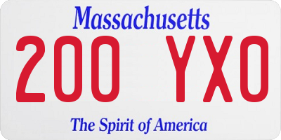 MA license plate 200YX0