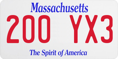 MA license plate 200YX3