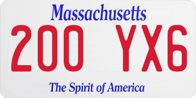 MA license plate 200YX6