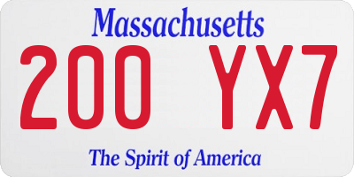 MA license plate 200YX7
