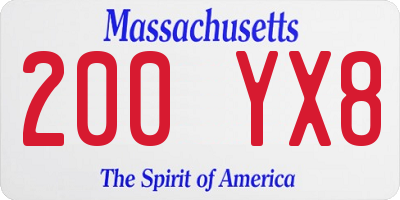 MA license plate 200YX8